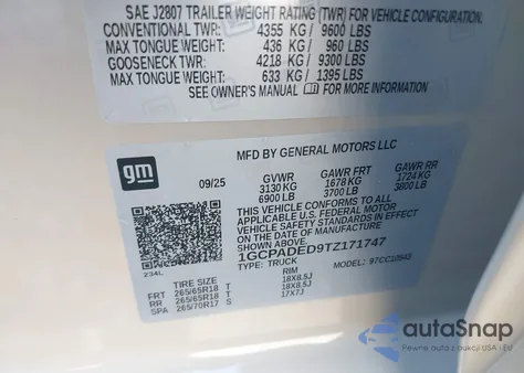 2026 Chevrolet Silverado 1500 2Wd Short Bed Rst from USA, damaged, VIN 1GCPADED9TZ171747